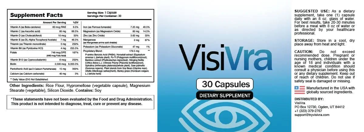 Visivra label ingredients supplement facts